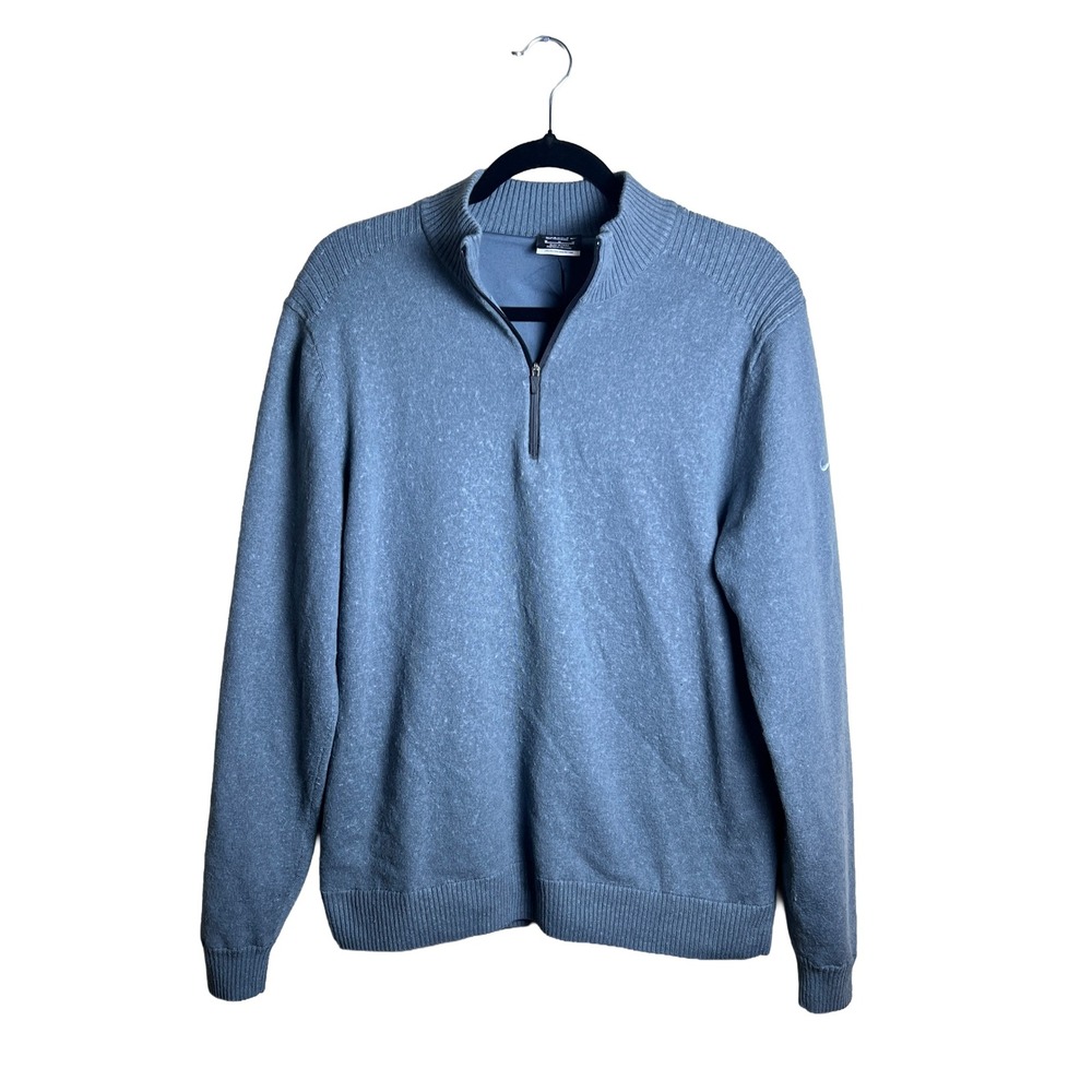 Nike Golf Tour Performance Wool Blend Quarter Zip Sweater Blue Medium